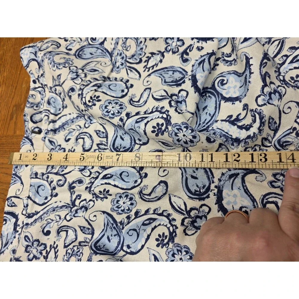 Zara Wide Leg Linen Pants Paisley Blue And White Size XL